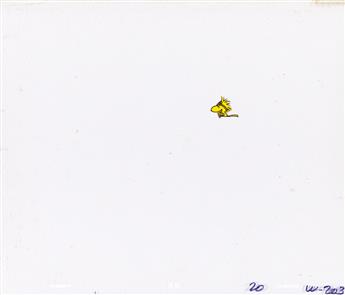 PEANUTS / CHARLES SCHULZ / BILL MELENDEZ PRODUCTIONS Snoopy and Woodstock animation cel setup.